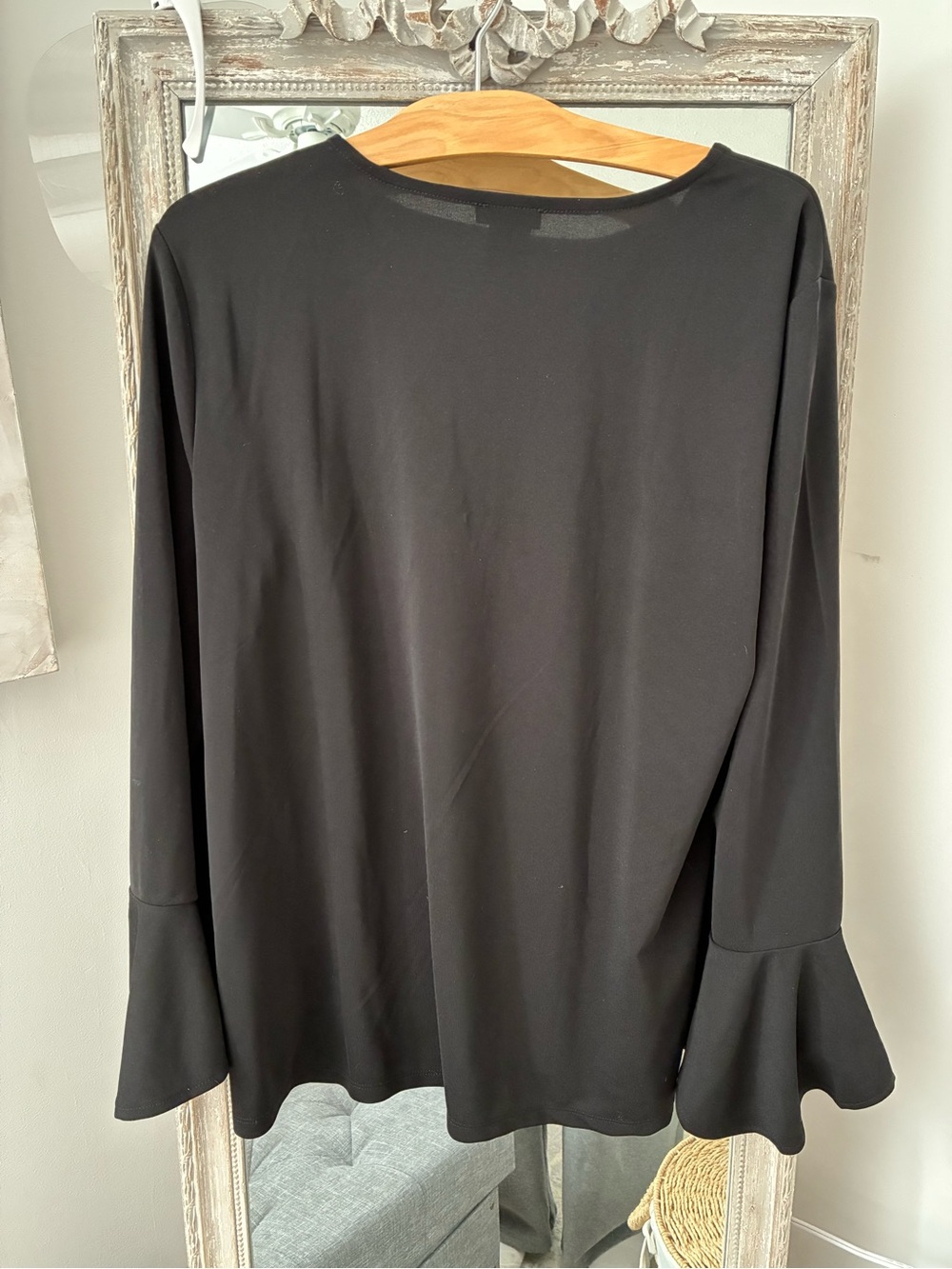 Ann Taylor Black Long Sleeve Top with Flared Cuff Detail